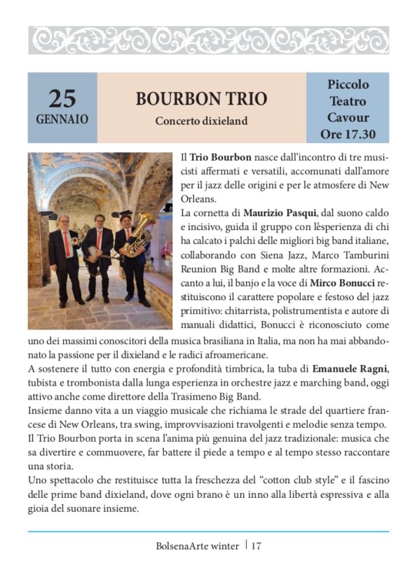 BolsenArte Winter Music Festival 2025/26 – Bourbon Trio