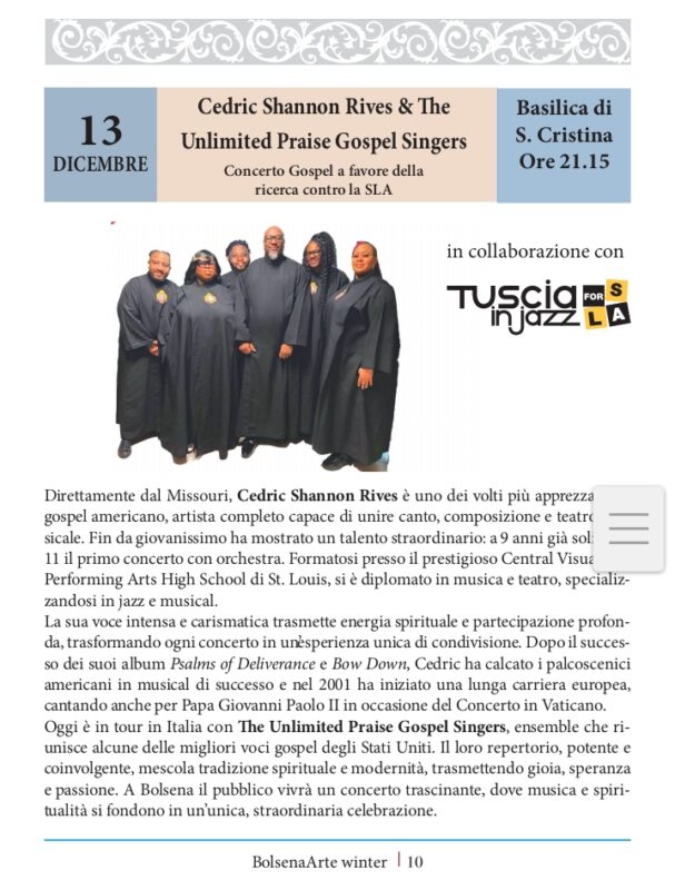 BolsenArte Winter Music Festival 2025/26 – Cedric Shannon Rives & The Unlimited Praise Gospel Singers