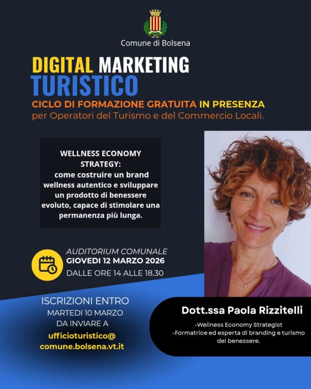 3° MODULO”Bolsena Digital Trip”: Wellness Economy Strategy