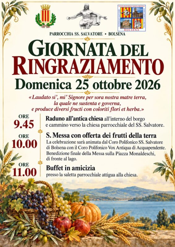 Giornata del Ringraziamento a Bolsena – 25 ottobre 2026