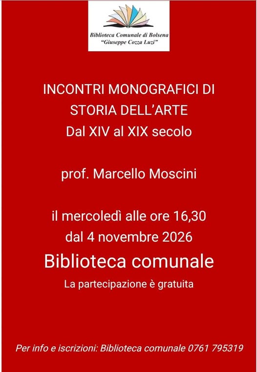 Incontri di storia dell’arte a Bolsena: dal XIV al XIX secolo